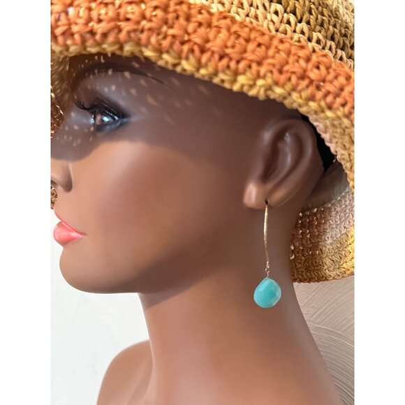 Gold Wire Stone Drop Earrings - Picture 5 of 5